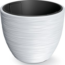 Prosperplast Plantenpot/bloempot Furu Stripes - buiten/binnen - kunststof - wit - D47 x H47 cm - Plantenpotten