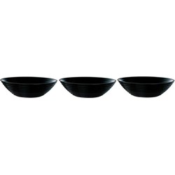 3x Salade serveerschalen zwart glas 27 cm - Saladeschalen