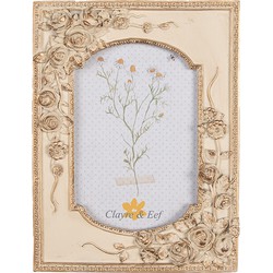 Clayre & Eef Fotolijst  10x15 cm Beige Goudkleurig Kunststof Rechthoek Fotokader