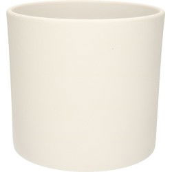 Mica Decorations Bloem/planten pot - mat wit - H21.5 x D23 cm - Plantenpotten