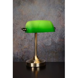 Bankierslamp brons bureaulamp E14 groen glas