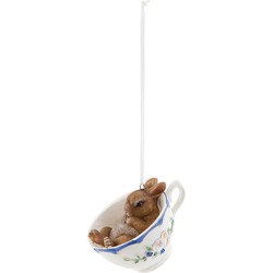 Clayre & Eef Hanger  9x7x5 cm Bruin Wit Kunststof Rond Paasdecoratie