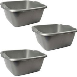 Hega Hogar Afwasteil - 3x - zilver - 15L - 42 x 39 cm - afwasbak - Afwasbak
