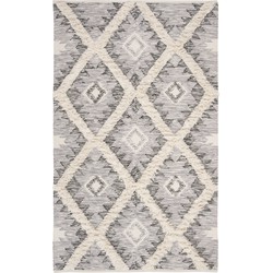 Safavieh Moroccan Inspired Indoor Hand Knotted Area Rug, Kenya Collection, KNY455, in Charcoal & Ivory, 183 X 274 cm