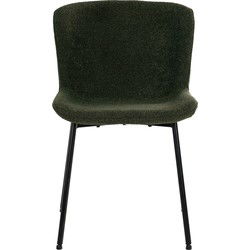House Nordic Eetkamerstoel Maceda Bouclé Donkergroen - Set van 2