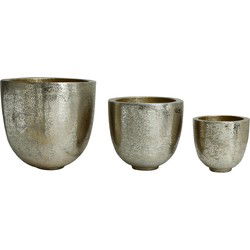 PTMD Mirella Bloempot - 59x59x58 cm  - Aluminium - Goud - Set van 3