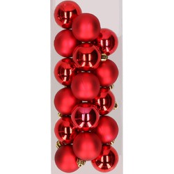 16x stuks kunststof kerstballen rood 4 cm - Kerstbal