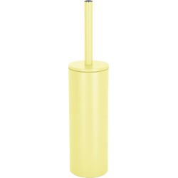 Spirella Luxe Toiletborstel in houder Cannes - geel - metaal - 40 x 9 cm - met binnenbak - Toiletborstels