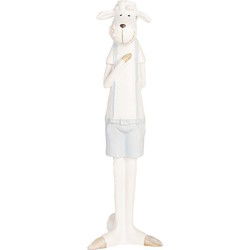 Clayre & Eef Decoratie Beeld Schaap Wit Kunststof