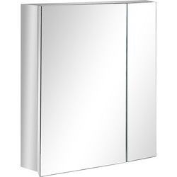 4goodz spiegelkast, badkamerspiegelkast met 3 binnenplanken, dubbele deur, zilver