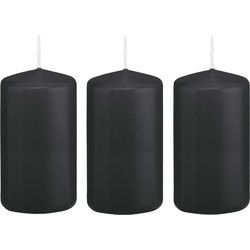 Trend Candles stompkaars - 4x - zwart - 6 x 12 cm - 40 branduren - Stompkaarsen