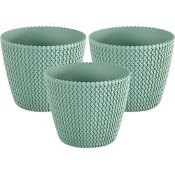 Prosperplast plantenpot kunststof - 3x - mint groen - D22 x H19 cm - Plantenpotten
