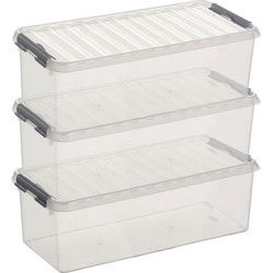 Sunware opbergbox - 3x - transparant - 9.5L - 48 x 19 x 15 cm - Opbergbox