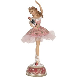 Clayre & Eef Decoratie Beeld Ballerina 29 cm Roze Polyresin