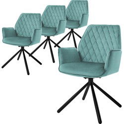 Eetkamerstoel set van 4 draaibaar met rugleuning en armleuningen Sage keukenstoel met microvezel fluwelen hoes ML design