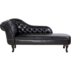 NIMES - Chaise longue - Zwart - Linkerzijde - Kunstleer