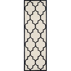 Safavieh Trellis Indoor handgetuft vloerkleed, Cambridge collectie, CAM134, in ivoor & zwart, 76 X 244 cm