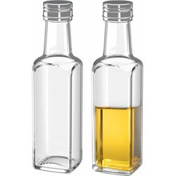 Flesjes met schroefdop - 2x - glas - Vierkant - 100 ml - Karaffen