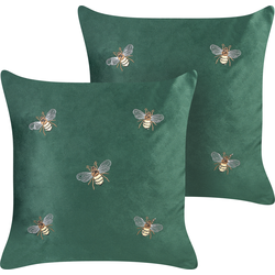 TALINUM - Sierkussen set van 2 - Smaragdgroen - 45 x 45 cm - Polyester