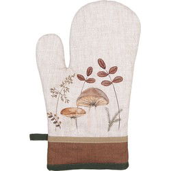 Clayre & Eef Ovenwant 18x30 cm Beige Katoen Paddenstoelen