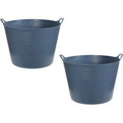 Flexibele kuip - 2x - 40L - kunststof - D45 cm - donkerblauw - emmer - wasmand - Wasmanden