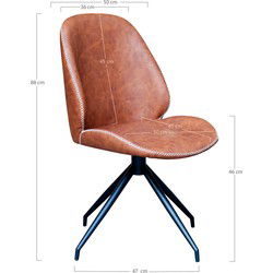 House Nordic Eetkamerstoel Monte Carlo Draaibaar PU Bruin - Set van 2