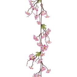 Everlands Kunstbloem/bloesem takken slinger - roze - 187 cm - Kunstplanten