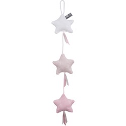 Baby's Only Gebreide decoratie slinger ster Cable - Decoratieve accessoires - Classic Roze/Baby Roze/Wit - Met ophanglusje