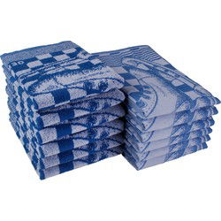 DoubleDry Theedoeken en Keukendoeken Set - 12 Stuks - 100% Katoen - Hoge Absorptie & Duurzaam - Schaatsen, Blauw