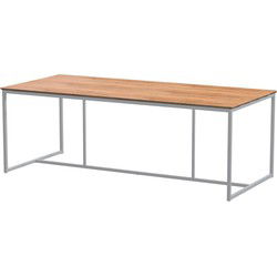 Quatro Tafelframe Frost Grey met Teak Tafelblad 220 x 95 cm