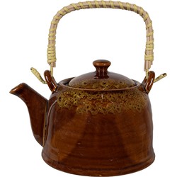 Clayre & Eef Theepot met Filter  750 ml Bruin Geel Keramiek Theekan