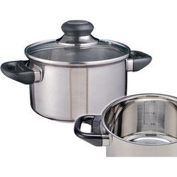 Kookpannetje - 2x - met glazen deksel - D16 cm - RVS - Kookpannen