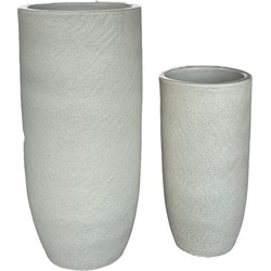 PTMD Dezzel White Glazed Round Ceramic Pot High SV2