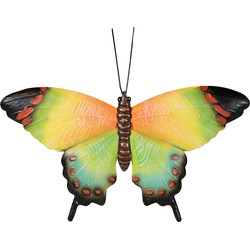 Tuindecoratie vlinder van metaal groen 37 cm - Tuinbeelden