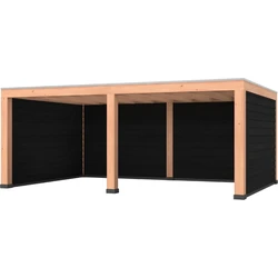 Douglas overkapping, 600 x 400, met zwarte achterwand en twee zijwanden, Westwood Modern