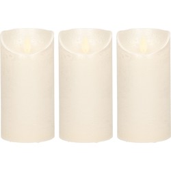 3x LED kaarsen/stompkaarsen creme parel met dansvlam 15 cm - LED kaarsen