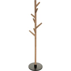 Atmosphera Kapstok - lichtbruin/zwart - hout - staand - 8 haken -178cm - Kapstokken