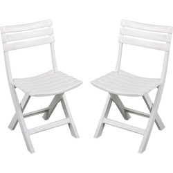 Sunnydays Klapstoel voor buiten/binnen - 2x - wit - 41 x 79 cm - stevig kunststof - Bijzet stoelen - Klapstoelen