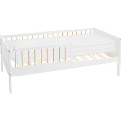 Kinderbed 80x160 cm met matras, lattenbodem en veiligheidskanten in wit/naturel ML design