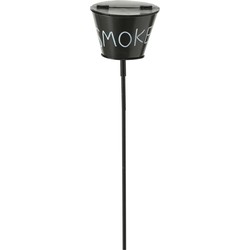 Tuin/terras asbak Smoke - op steker van 110 cm - metaal - zwart - Asbakken
