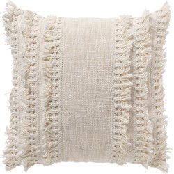 Dutch Decor FARA - Kussenhoes 45x45 cm - 100% katoen - met franjes - Snow White - wit - Dutch Decor