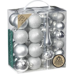 Inge Christmas kerstballen -39-dlg- zilver - kunststof - met piek - Kerstbal