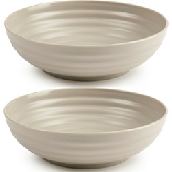 Set van 4x kommetjes/schaaltjes - Dessert/ontbijt - Kunststof - D19 cm - Taupe - Kommetjes