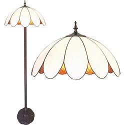 LumiLamp Tiffany Vloerlamp  Ø 46x166 cm  Wit Kunststof Glas Staande Lamp