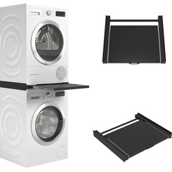 Wasophoogte Wasophoogte® Tussenstuk Wasmachine & Droger met uitschuifbaar plateau Zwart