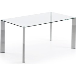 Kave Home - Spot glazen tafel met stalen poten en chroom afwerking 162 x 92 cm