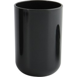 MSV Badkamer drinkbeker Porto - PS kunststof - zwart - 7 x 10 cm - Tandenborstelhouders