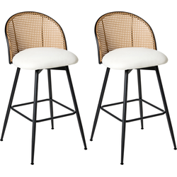 NATHAN - Barkruk set van 2 - Wit - 99 cm - Kunstleer