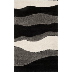 Safavieh Shaggy Indoor Woven Area Rug, Florida Shag Collection, SG475, in Grey & Black, 122 X 183 cm