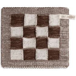 Knit Factory Pannenlap Block - Ecru/Chocolate - 23x23 cm